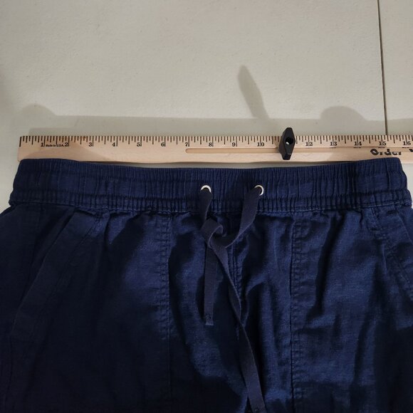 Nautica Shorts Womens Medium Navy Blue Linen-Blend Drawstring - Picture 8 of 13